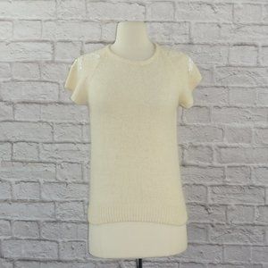 Vintage 80s Silk Angora Sequin Knit Sweater Top